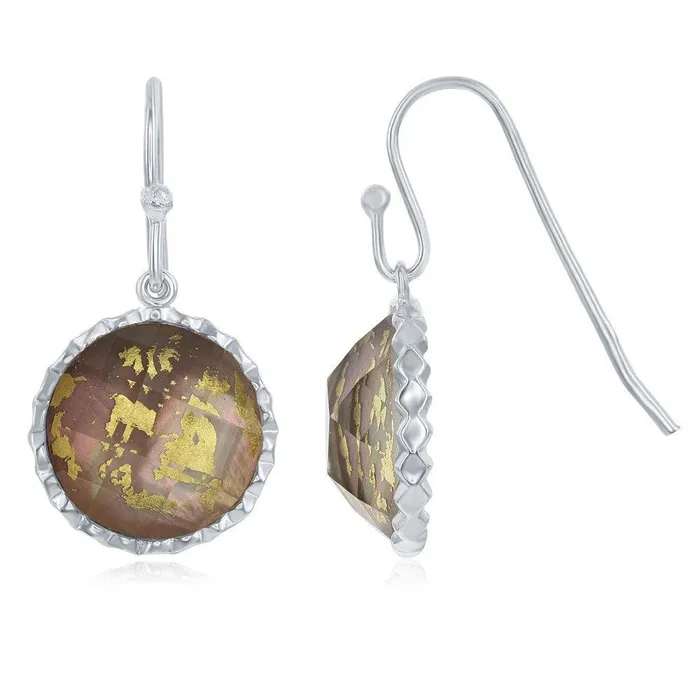 Classic Earrings Sterling Silver Abalone Gold Specs Doublet Earrings