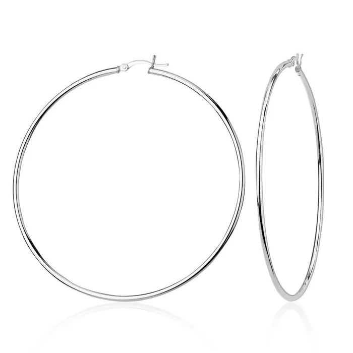 Classic Earrings Sterling Silver HighPolished Hoop Earrings 2 x 50 mm