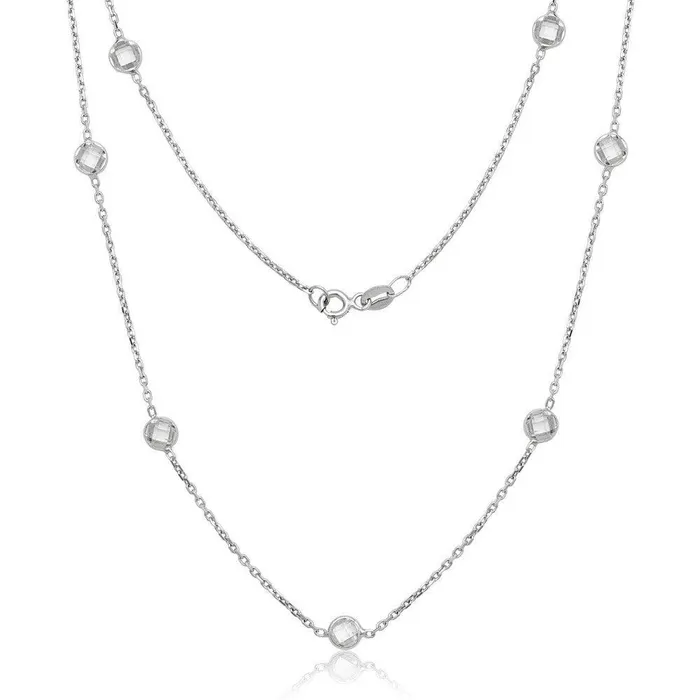 Classic Necklaces Sterling Silver Bezel Set Faceted CZ Necklace