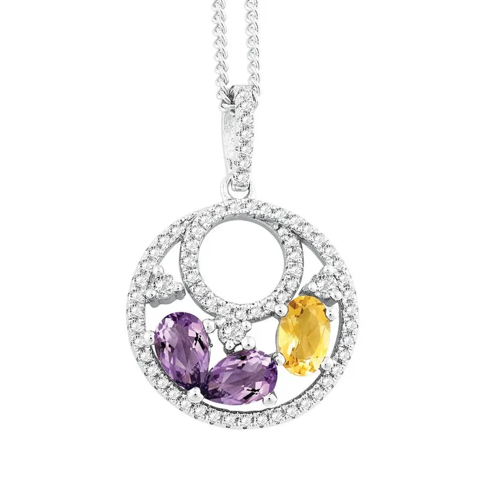 Classic Necklaces Sterling Silver Multi Oval Citrine Necklace