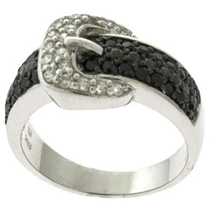 Classic Rings Classic Womens Two Tone CZ Buckle Design Ring W8775