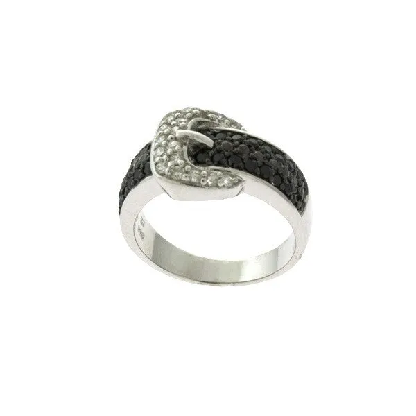 Classic Rings Classic Womens Two Tone CZ Buckle Design Ring W8775