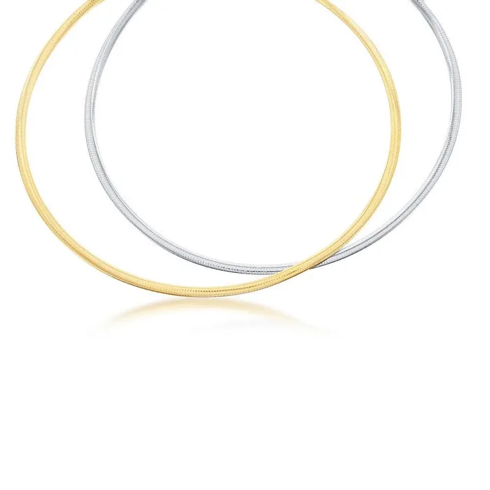 Classic Rings Sterling Silver 4mm TwoTone Reversible Omega Chain Classic Rings Sterling Silver 4mm TwoTone Reversible Omega Chain