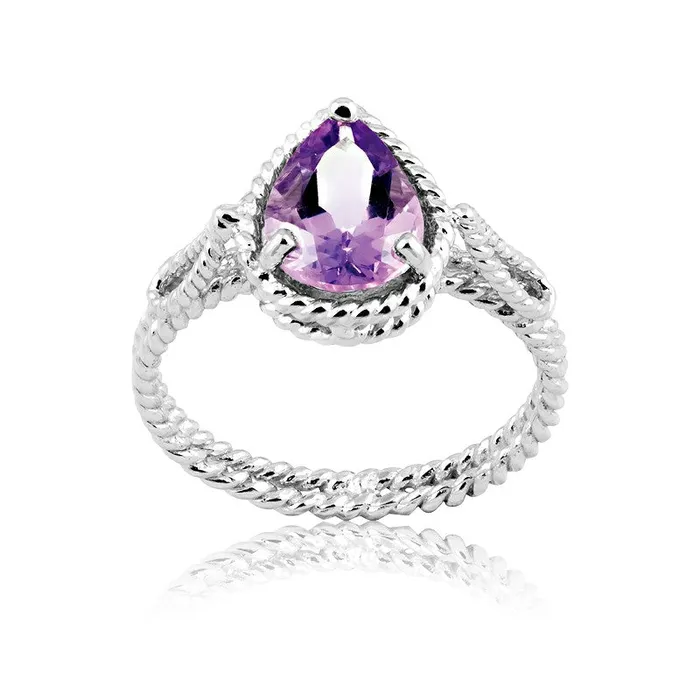 Classic Rings Sterling Silver Amethyst Twisted Wire Ring W9255
