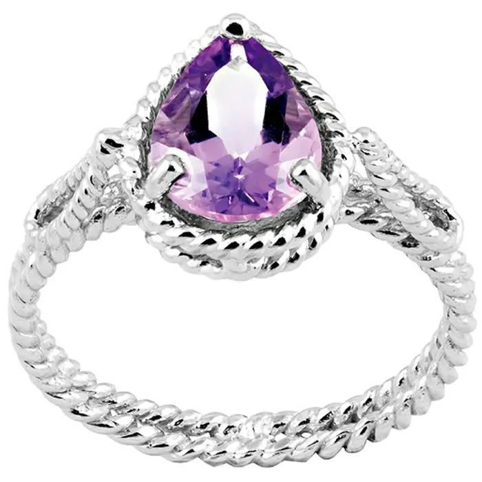 Classic Rings Sterling Silver Amethyst Twisted Wire Ring W9255