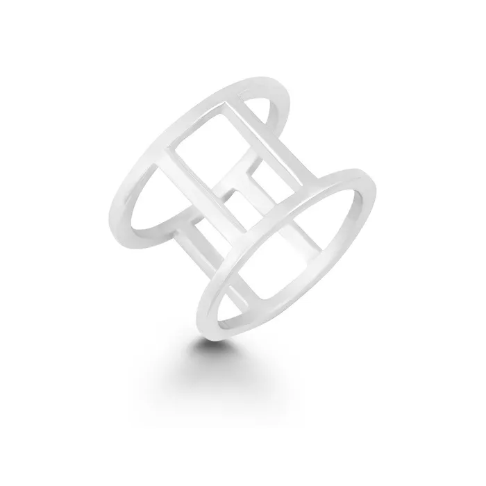 Classic Rings Sterling Silver Double Vertical Bars Ring W9942