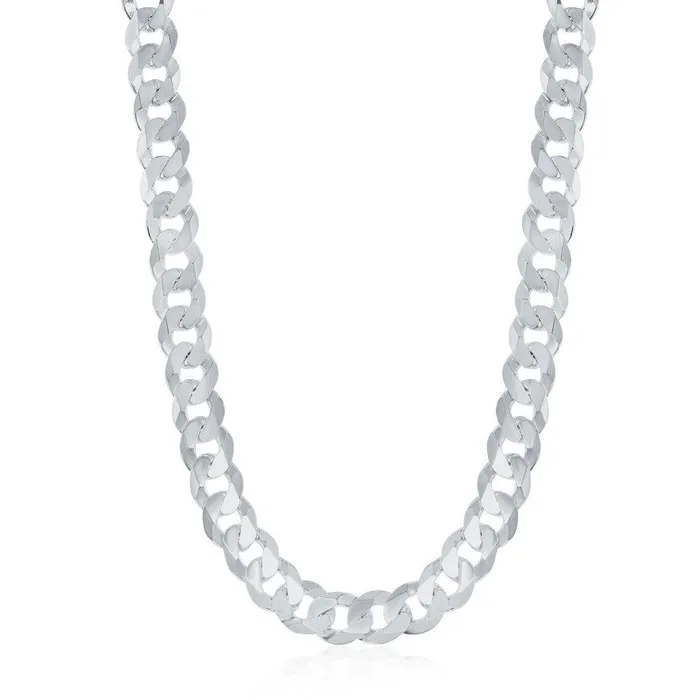 Classic Rings Sterling Silver Rhodium Plated 625mm Cuban Chain 22
