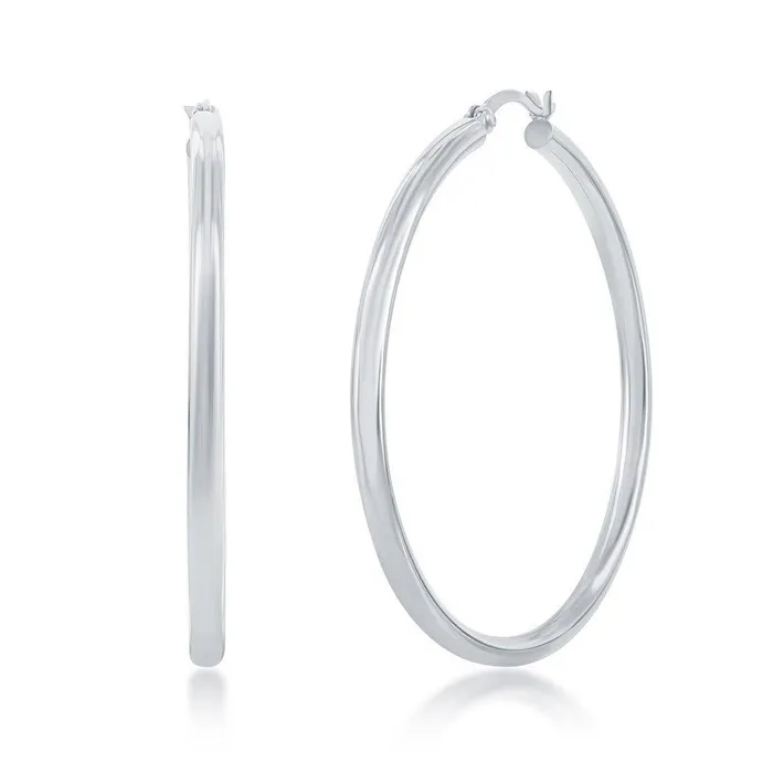 Classic Sterling Silver HighPolished Hoop Earrings 3 x 50 mm Earrings