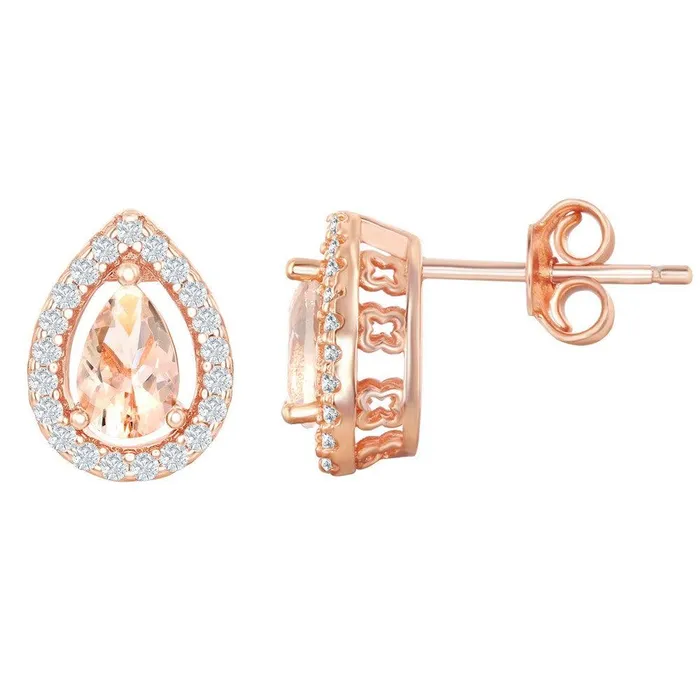 Classic Sterling Silver Rose Gold Pear Shaped Stud Earrings Earrings Classic Sterling Silver Rose Gold Pear Shaped Stud Earrings Earrings