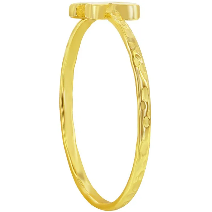 Classic Unisex Gold Tone R Initial Hammered Ring W2831 Classic Rings