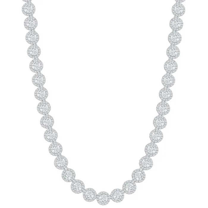 Classic Womens Necklace Sterling Silver Round Halo White CZ Tennis M625617 Classic Necklaces Classic Womens Necklace Sterling Silver Round Halo White CZ Tennis M625617 Classic Necklaces