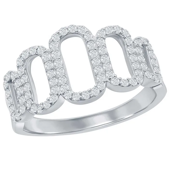 Classic Womens Silver Graduated Oval CZ Ring W2709 Classic Rings