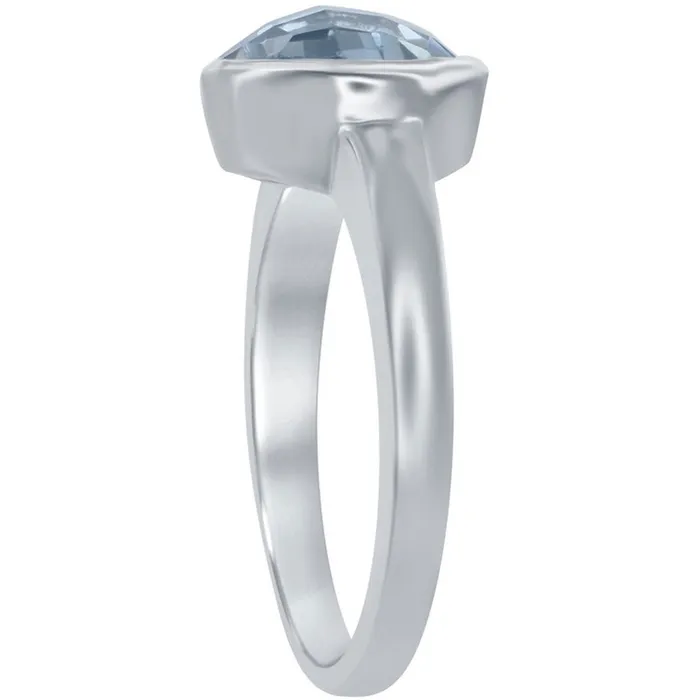Classic Womens Silver Square Blue Topaz Ring W9861 Classic Rings
