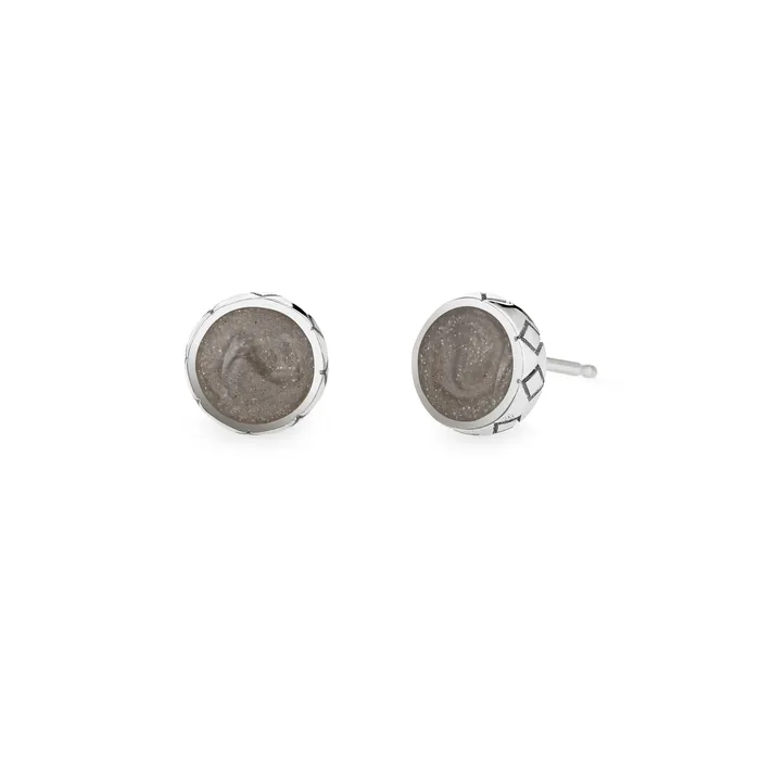 closebymejewelry Detailed Circle Stud Cremation Earrings in Sterling Silver Earrings closebymejewelry Detailed Circle Stud Cremation Earrings in Sterling Silver Earrings