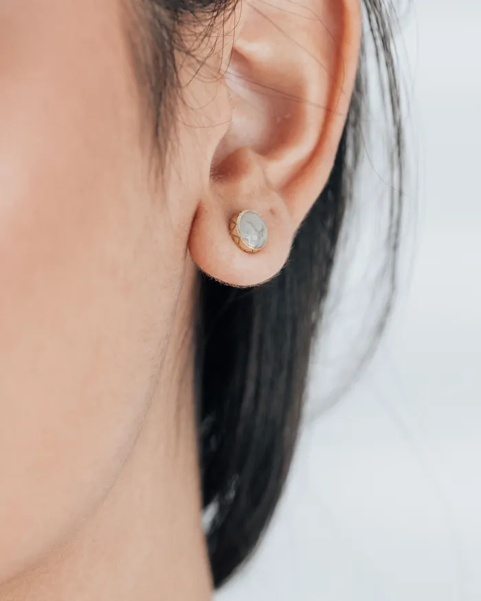 closebymejewelry Detailed Circle Stud Cremation Earrings in Sterling Silver Earrings