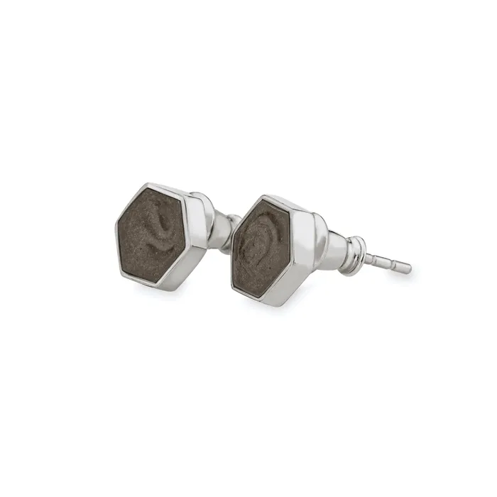 closebymejewelry Earrings Hexagon Stud Cremation Earrings in Sterling Silver