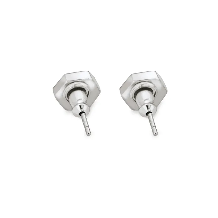 closebymejewelry Earrings Hexagon Stud Cremation Earrings in Sterling Silver