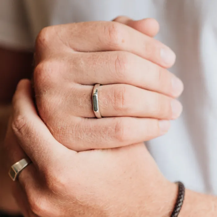closebymejewelry Mens Smooth Band Cremation Ring in 14K Yellow Gold Rings