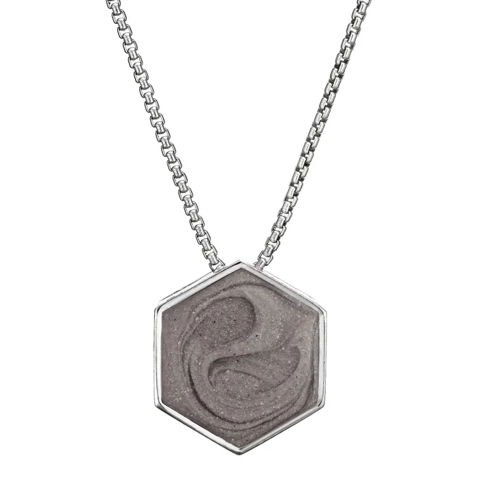 closebymejewelry Necklaces Large Hexagon Sliding Cremation Necklace in Sterling Silver closebymejewelry Necklaces Large Hexagon Sliding Cremation Necklace in Sterling Silver