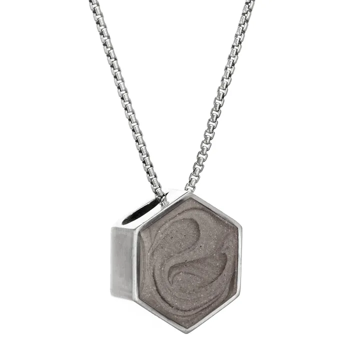 closebymejewelry Necklaces Large Hexagon Sliding Cremation Necklace in Sterling Silver