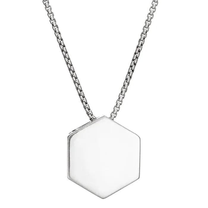 closebymejewelry Necklaces Large Hexagon Sliding Cremation Necklace in Sterling Silver