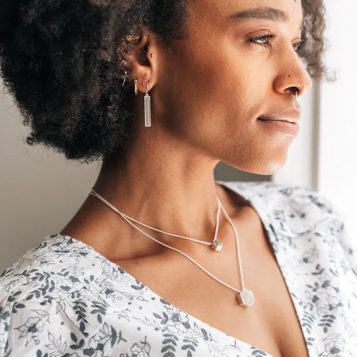 closebymejewelry Necklaces Large Hexagon Sliding Cremation Necklace in Sterling Silver