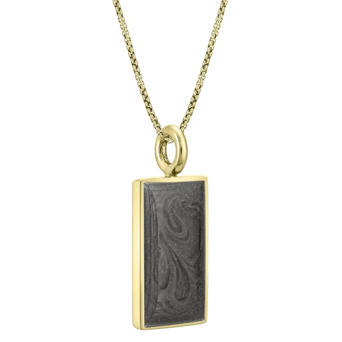 closebymejewelry Necklaces Simple Bail Rectangle Cremation Necklace in 14K Yellow Gold