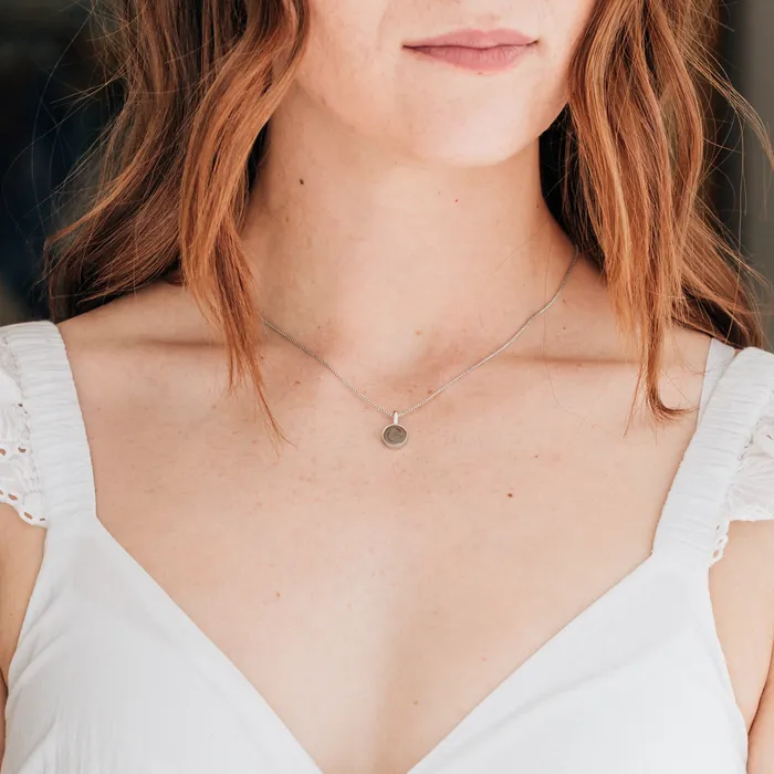 closebymejewelry Necklaces Single Circle Setting Cremation Necklace in 14K White Gold