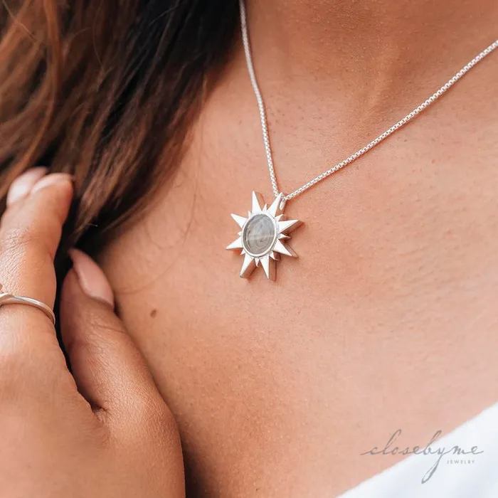 closebymejewelry Necklaces Sun Cremation Necklace in 14K White Gold