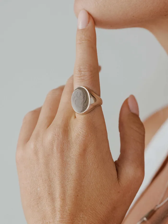 closebymejewelry Rings Oval Signet Cremation Ring in 14K Rose Gold