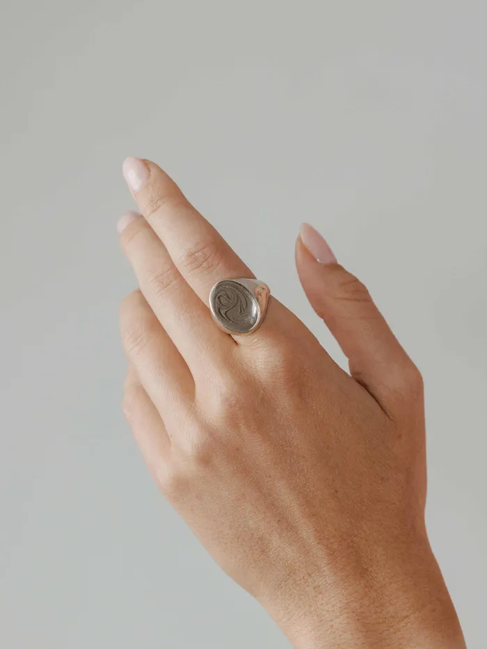 closebymejewelry Rings Oval Signet Cremation Ring in 14K Rose Gold