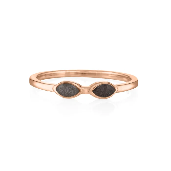 closebymejewelry Two Setting Cremation Ring in 14K Rose Gold Rings