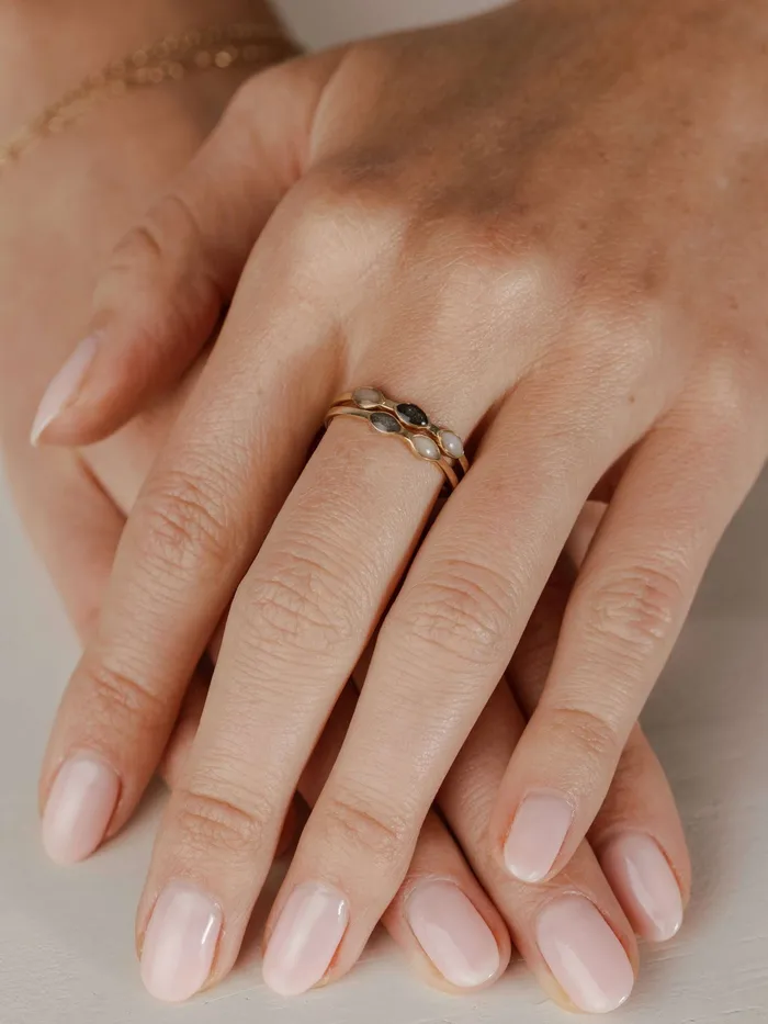closebymejewelry Two Setting Cremation Ring in 14K Rose Gold Rings
