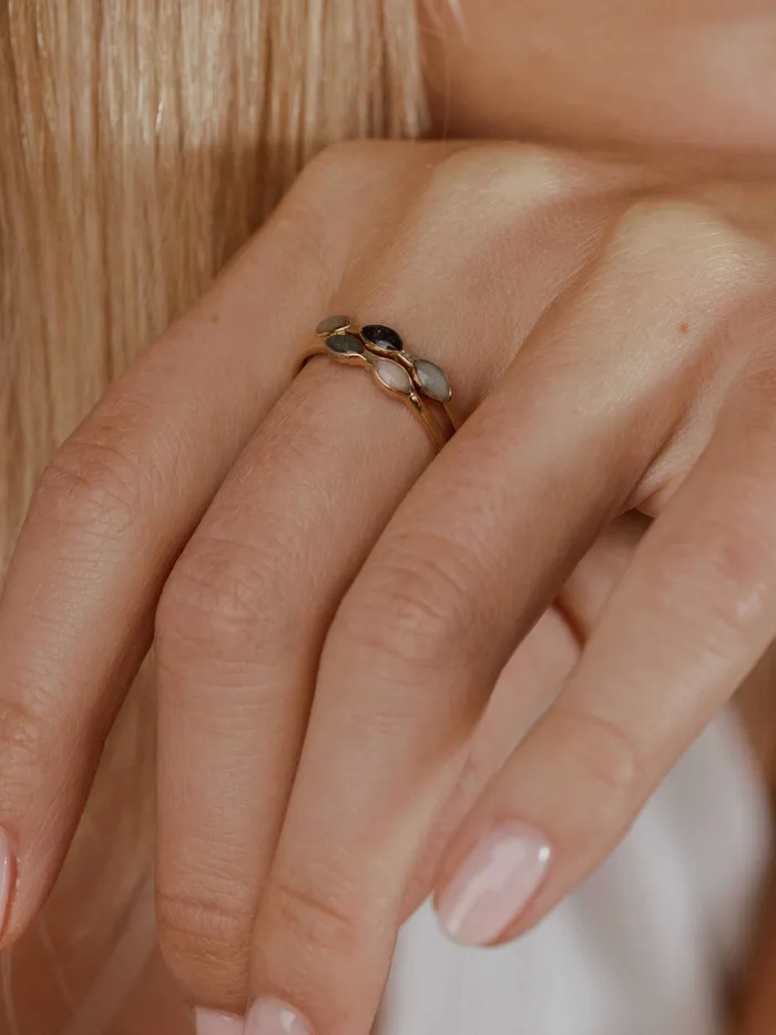 closebymejewelry Two Setting Cremation Ring in 14K Rose Gold Rings