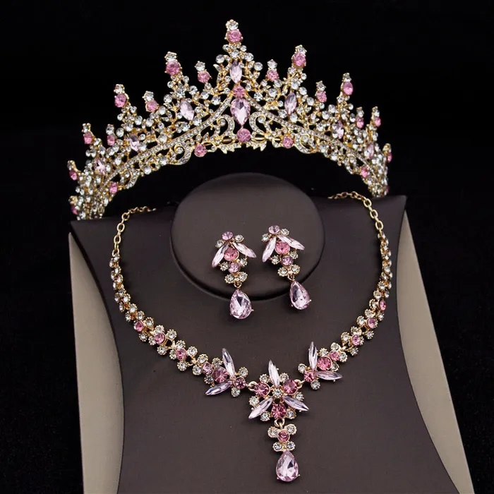 CM Womens Fashion Elegant Royal Queen Bridal Tiara Crown Earrings Necklace Jewelry Sets Divine Inspiration Styles Necklaces
