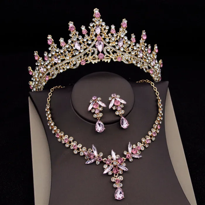 CM Womens Fashion Elegant Royal Queen Bridal Tiara Crown Earrings Necklace Jewelry Sets Divine Inspiration Styles Necklaces