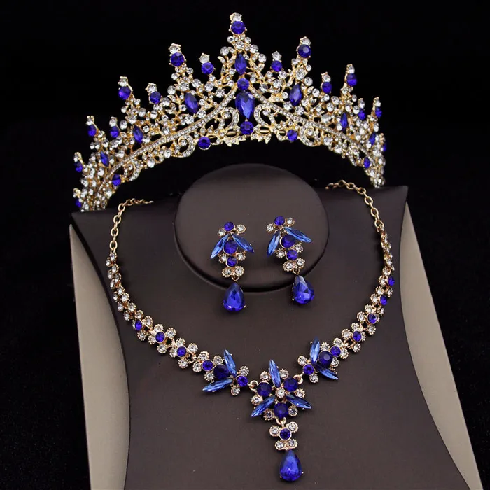 CM Womens Fashion Elegant Royal Queen Bridal Tiara Crown Earrings Necklace Jewelry Sets Divine Inspiration Styles Necklaces