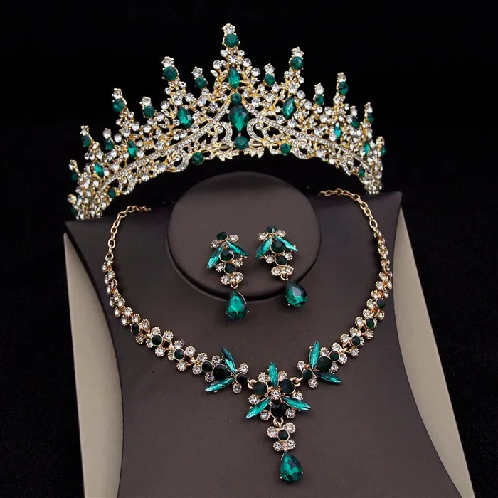 CM Womens Fashion Elegant Royal Queen Bridal Tiara Crown Earrings Necklace Jewelry Sets Divine Inspiration Styles Necklaces