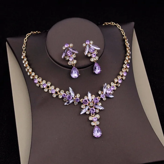 CM Womens Fashion Elegant Royal Queen Bridal Tiara Crown Earrings Necklace Jewelry Sets Divine Inspiration Styles Necklaces