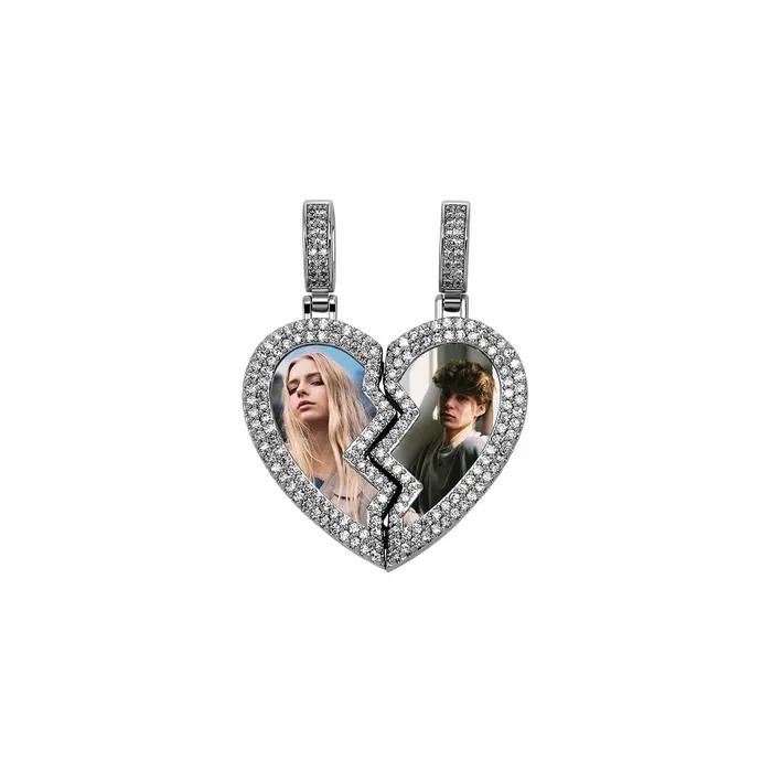 Couple Custom Heart Photo Pendant Necklace VVS Jewelry Necklaces