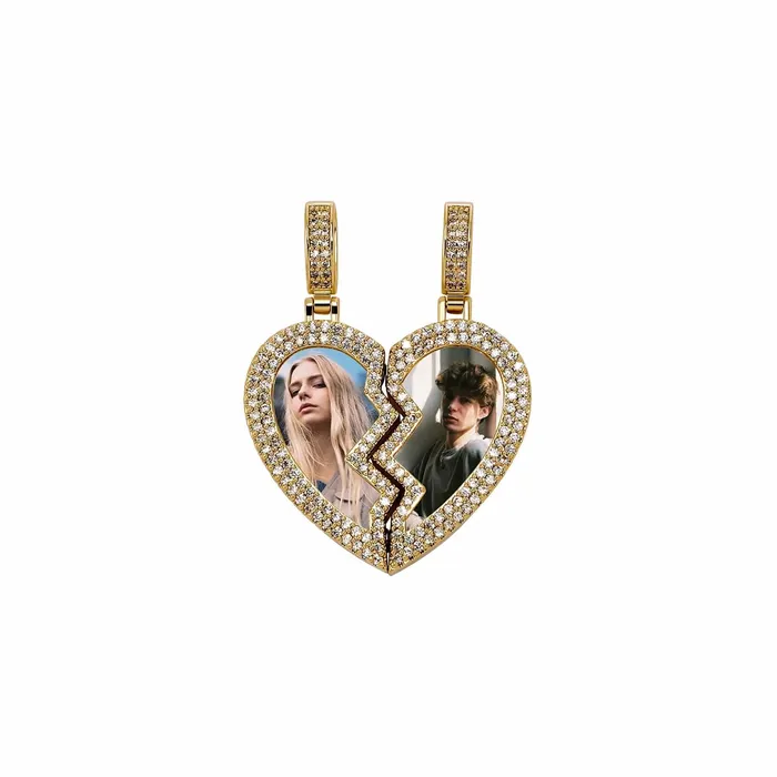 Couple Custom Heart Photo Pendant Necklace VVS Jewelry Necklaces