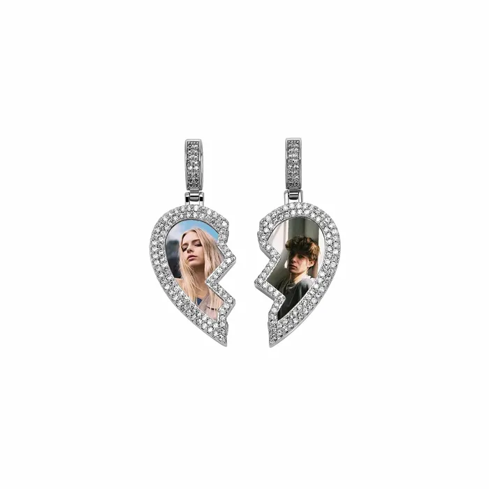 Couple Custom Heart Photo Pendant Necklace VVS Jewelry Necklaces