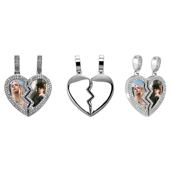 Couple Custom Heart Photo Pendant Necklace VVS Jewelry Necklaces