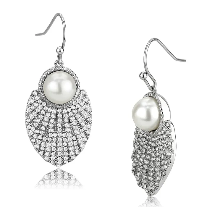 DA330 No Plating Stainless Steel Earrings with Synthetic Pearl in White Alamode Earrings DA330 No Plating Stainless Steel Earrings with Synthetic Pearl in White Alamode Earrings