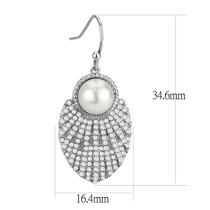 DA330 No Plating Stainless Steel Earrings with Synthetic Pearl in White Alamode Earrings