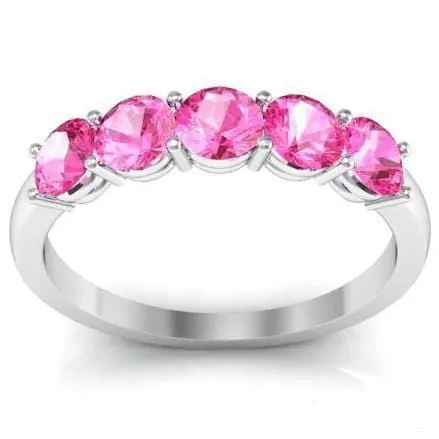 deBebians Rings 100cttw Shared Prong Pink Sapphire Five Stone Ring