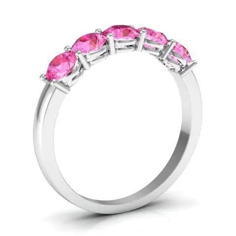 deBebians Rings 100cttw Shared Prong Pink Sapphire Five Stone Ring