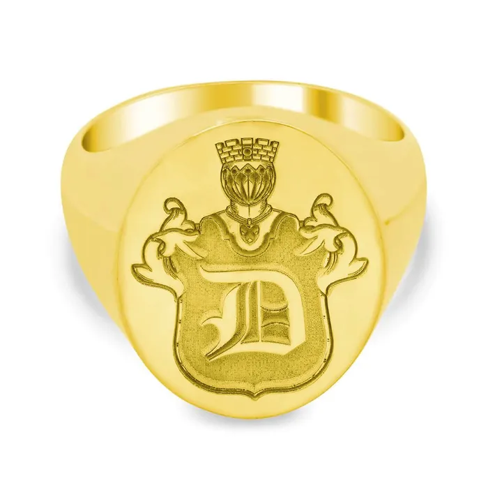 deBebians Rings Knights Crest Single Initial Monogram Signet Ring for Men