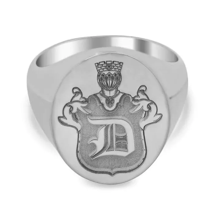 deBebians Rings Knights Crest Single Initial Monogram Signet Ring for Men