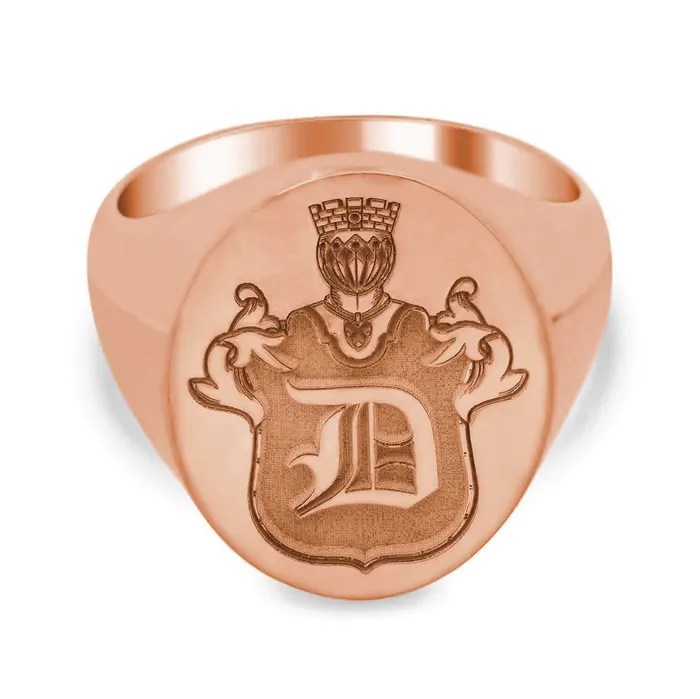deBebians Rings Knights Crest Single Initial Monogram Signet Ring for Men